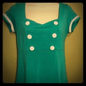 Retro Rockabilly Top RockSteady Aqua & White
